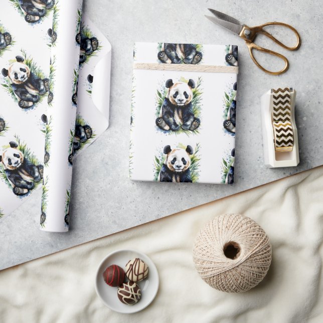 Papier Cadeau Belle aquarelle Panda Bear (Artisanat)