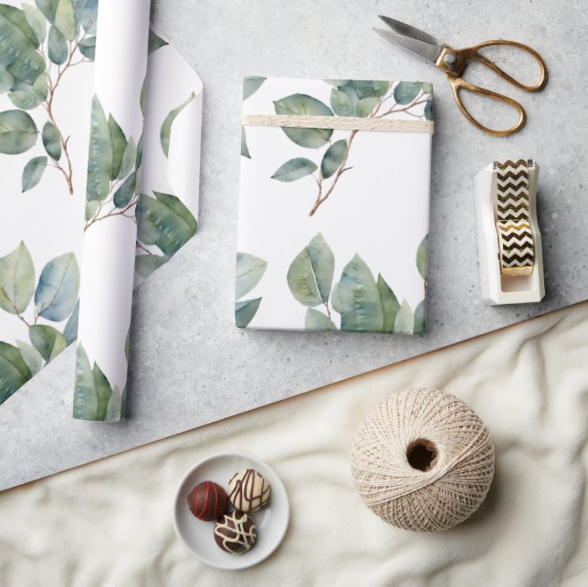 Papier Cadeau Belle aquarelle verdure botanique (Artisanat)