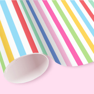 Papier Cadeau Belle Arc-en-ciel rayures Anniversaire coloré