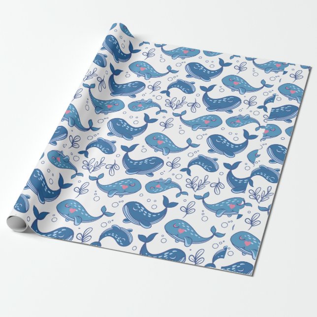 Papier Cadeau Belle baleine bleue (Déroulé)