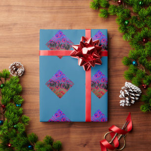 PAPIER CADEAU BELLE BONNE BLACK BLEU PURPLE MANDALA