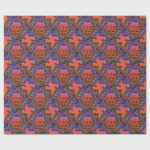 PAPIER CADEAU BELLE BONNE JOURNÉE VERT ORANGE BROWN MANDALA