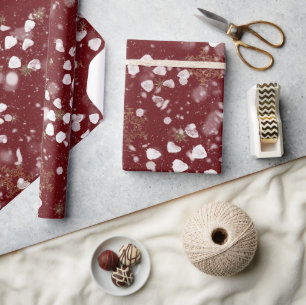 Papier Cadeau Belle Bourgogne aux flocons dorés
