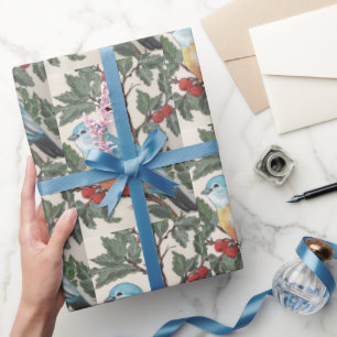 Papier Cadeau Belle cerises de bleuet Feuille Turquoise envelopp