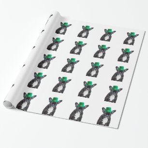 Papier Cadeau Belle Chien de taureau français avec la Saint-Patr