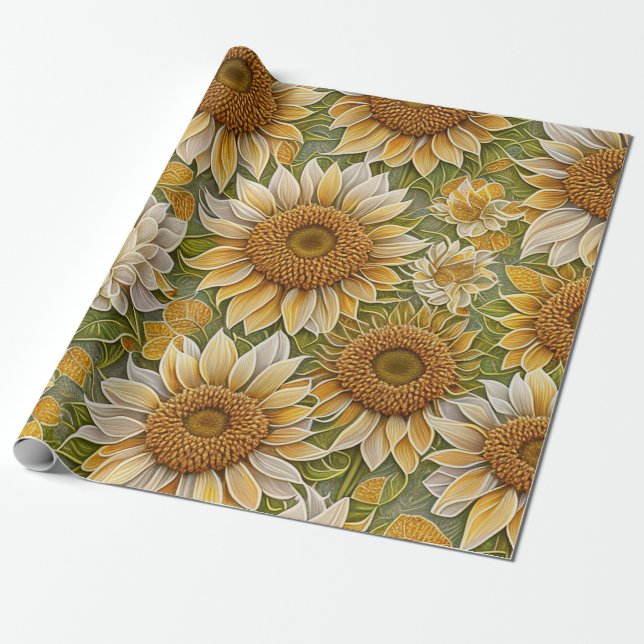 Papier Cadeau Belle collection de tournesol moderne (Déroulé)