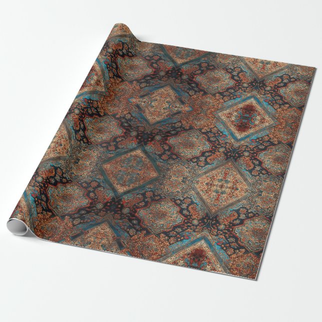 Papier Cadeau Belle collection de vieux Motifs perses tendance (Déroulé)