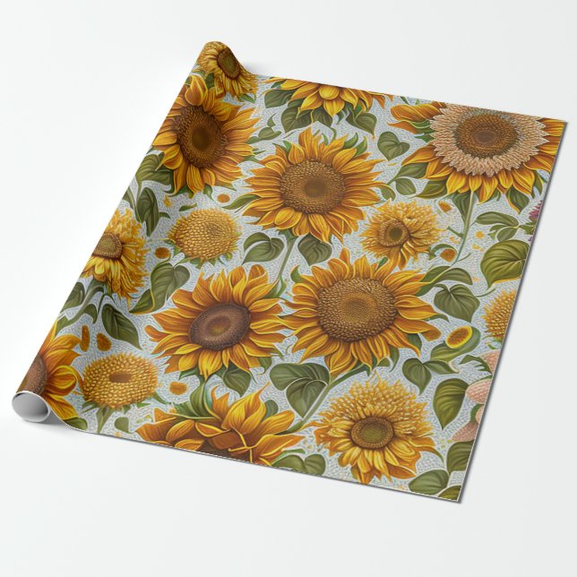 Papier Cadeau Belle collection moderne de tournesols (Déroulé)