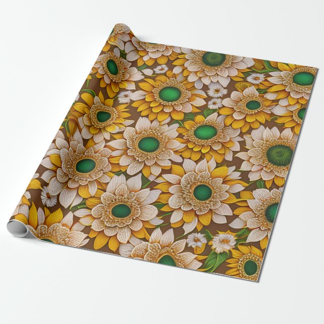 Papier Cadeau Belle collection populaire de tournesol (Déroulé)