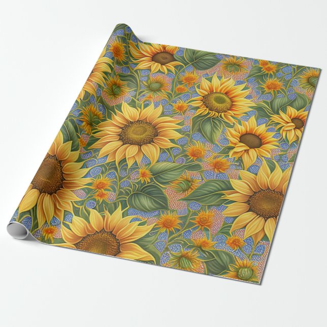Papier Cadeau Belle collection populaire de tournesol (Déroulé)