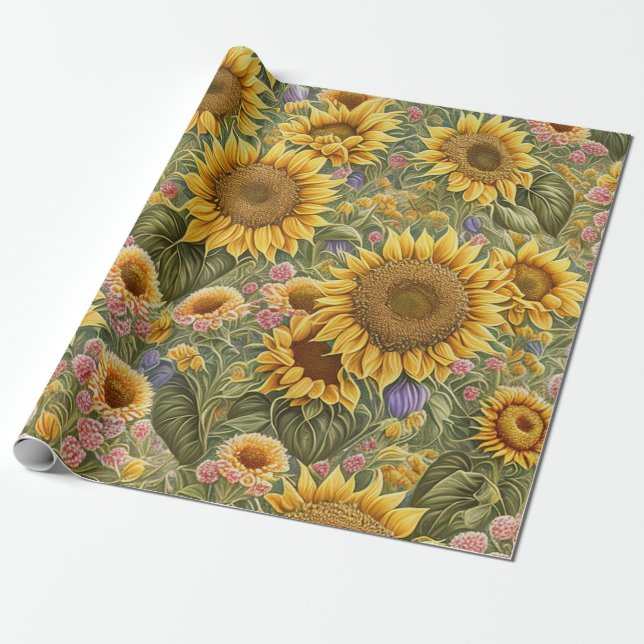 Papier Cadeau Belle collection tendance tournesol (Déroulé)