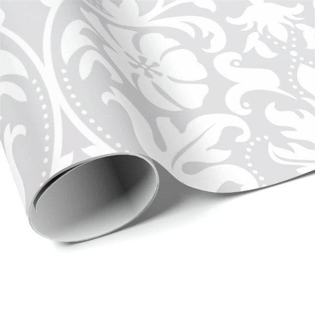 Papier Cadeau Belle conception blanche florale de mariage (Coin rond)