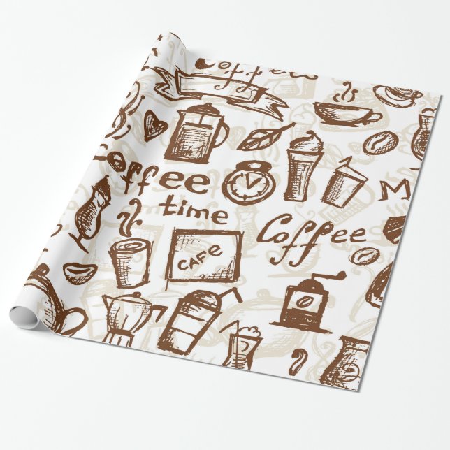 Papier Cadeau Belle conception de café express de café (Déroulé)