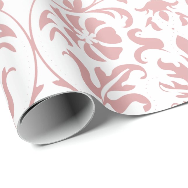 Papier Cadeau Belle conception rose et blanche florale de (Coin rond)