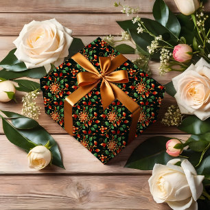 Papier Cadeau Belle, élégante florale Damas vacances Noël