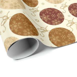 Papier Cadeau Belle et élégante boules de pendaison de Noël Or