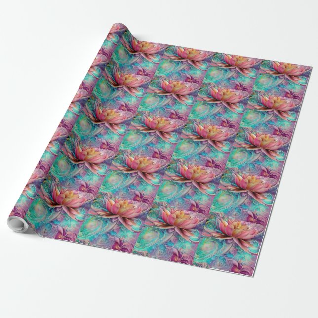 Papier Cadeau Belle Ethérée Whimsical Lotus Flower (Déroulé)