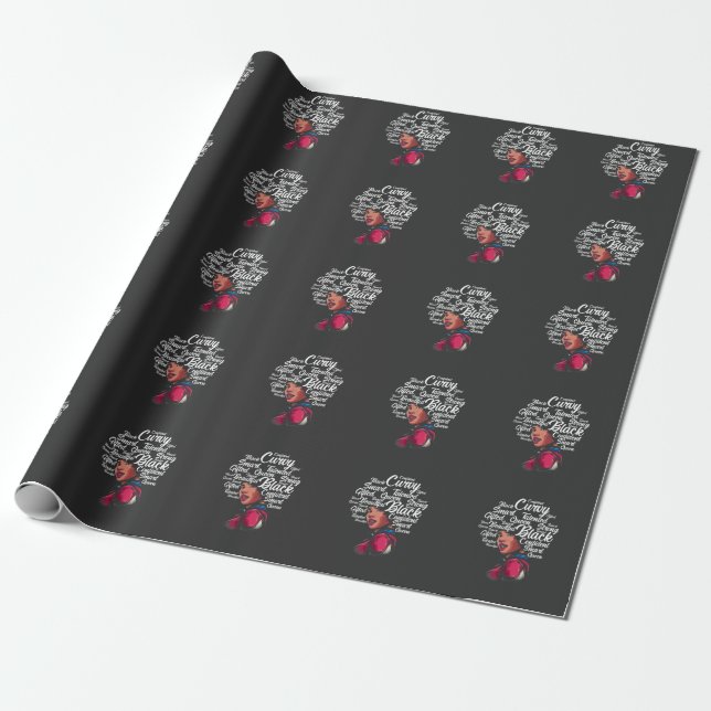 Papier Cadeau Belle femme noire Afro Hair Queen (Déroulé)