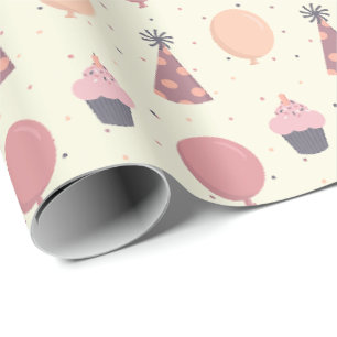 Papier Cadeau Belle fête d'anniversaire choses dans les tons mue