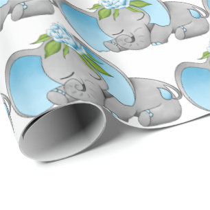 Papier Cadeau Belle fête des éléphants de petit garçon