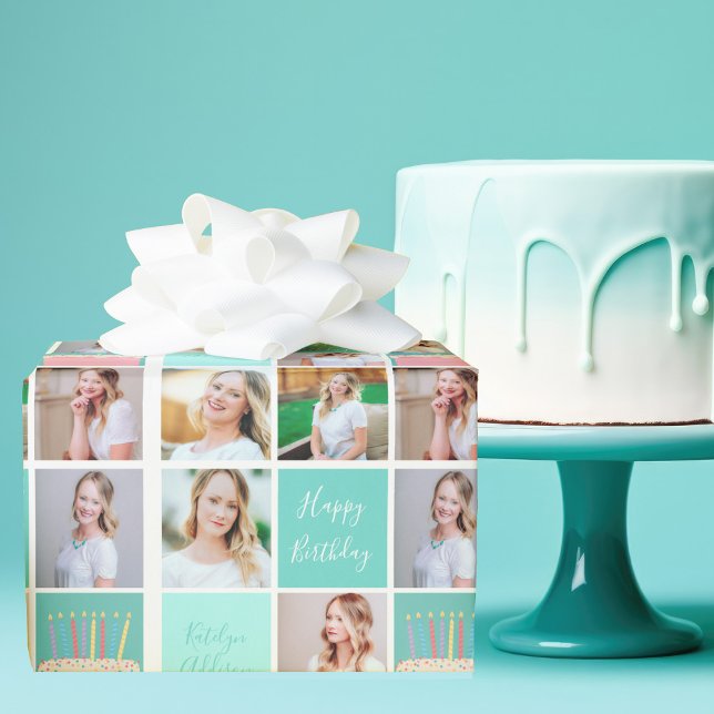 Papier Cadeau Belle Fille Anniversaire Photo Collage Personnalis (Créateur téléchargé)
