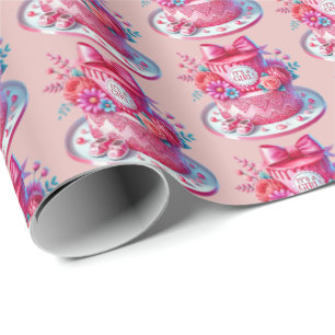 Papier Cadeau Belle fille baby shower gâteau carrelé