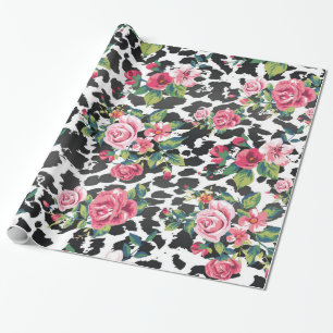 Papier Cadeau Belle fille tendance roses vintages et léopard