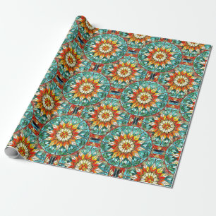 Papier Cadeau Belle Fleur en verre tendu Mandala Motif