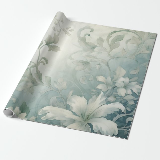 Papier Cadeau Belle florale blanche (Déroulé)