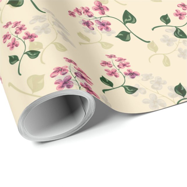 Papier Cadeau Belle florale sans couture motif oubli-me-non pi (Coin rond)