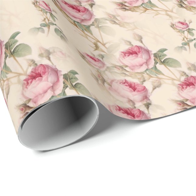 Papier Cadeau Belle florale Vintage (Coin rond)