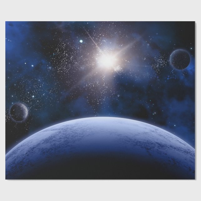 Papier Cadeau Belle galaxie solaire (Plat)