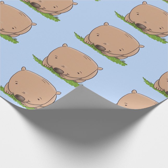 Papier Cadeau Belle illustration de dessin animé de bébé wombat (Coin)