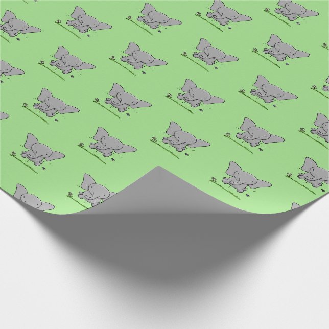 Papier Cadeau Belle illustration de saut d'éléphant bébé (Coin)