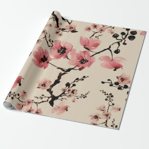Papier Cadeau Belle impression de fleurs d'aquarelle. St