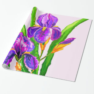 Papier Cadeau Belle Iris Fleurs Enveloppement Papier
