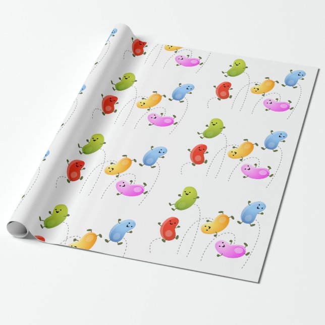 Papier Cadeau Belle jellybeans saut de dessin animé illustration (Déroulé)