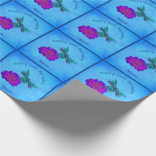 Papier Cadeau Belle libellule sur fleur Anniversaire personnalis