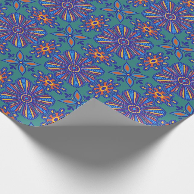 Papier Cadeau Belle mosaïque Turquoise de Boho Talavera (Coin)
