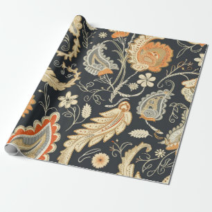 Papier Cadeau Belle Motif Paisley Design Sombre Et Coloré