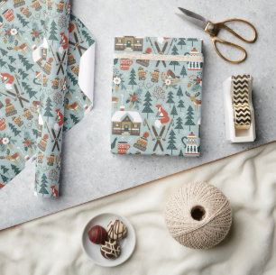 Papier Cadeau Belle Noël Animaux de bois