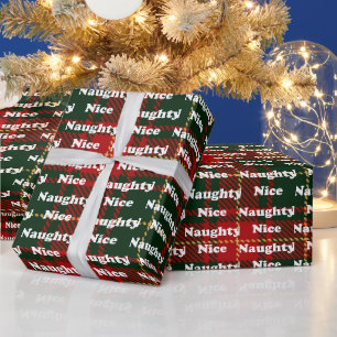 Papier Cadeau Belle ou belle typographie rouge vert tartan plaid