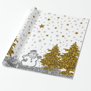 Papier Cadeau Belle parties scintillant Nouvel An sur blanc