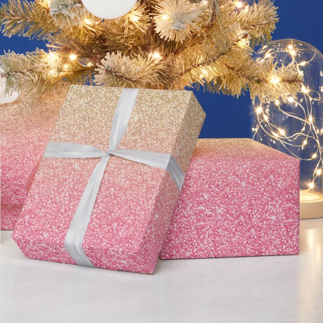Papier Cadeau Belle Parties scintillant rose or Ombre (Vacances)