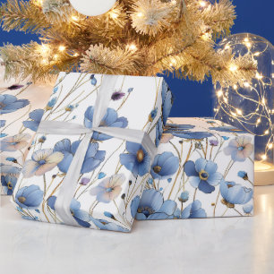 Papier Cadeau Belle petite fleur sauvage bleue