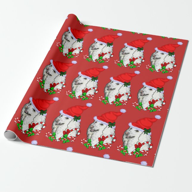Papier Cadeau Belle Poodle Noël de Noël (Déroulé)