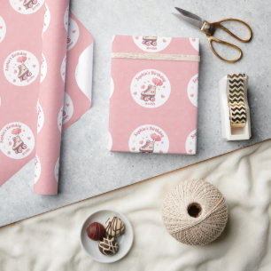 Papier Cadeau Belle Roller Skating Pink Girl's Birthday Party