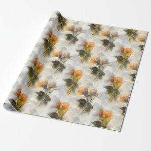Papier Cadeau Belle Rose Jaune Fleurs Motif