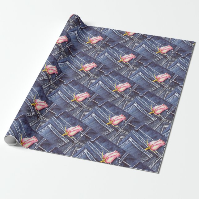 Papier Cadeau Belle rose rose simple (Déroulé)