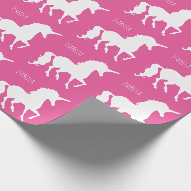 Papier Cadeau Belle silhouette rose personnalisée de licorne (Coin)